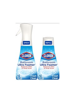 Clorox Bathroom Ultra Foamer, Household Essentials, Fresh Clean, 1 Spray and 1 Refill, 16 Fl Oz Each (Package May Vary)