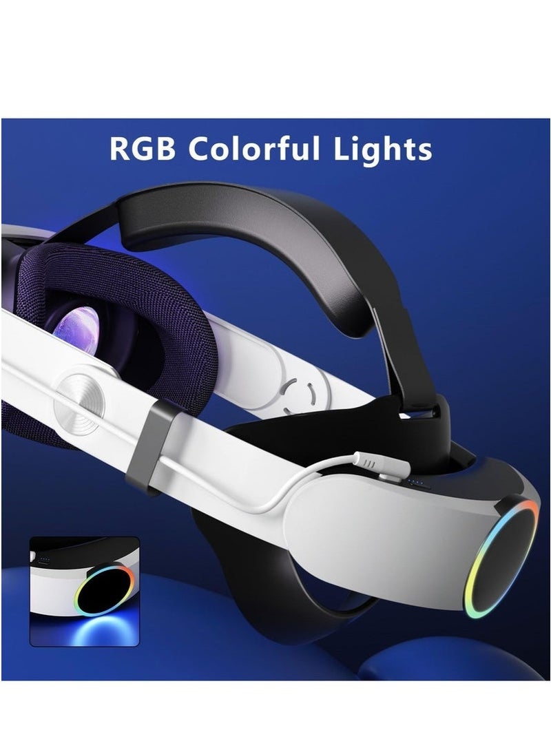Head Strap with Battery Compatible with Meta/Oculus Quest 3/Quest 3S, 10000mAh Fast Charging Battery Pack Extend 8H Playtime, RGB Light Adjustable Elite Strap Enhanced Support  Balance in VR - Image 3