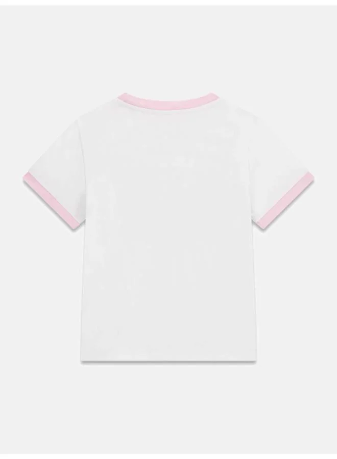 Guess Pure White Youth Graphic Crew Neck T-Shirt for Women | Best Price UAE