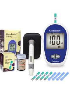 HMD GlucoLeader Enhance Blood Sugar Monitor with 10+50 Test Strips and Lancets - 800 Memory Diabetes Testing Kit in mg/dL - CE & ISO Certified Blood Glucose Monitor Sugar test Kit (Made In Taiwan)  - Image 1