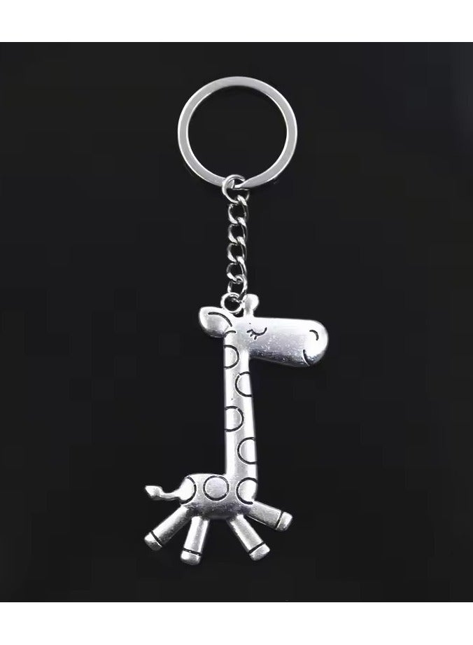 Goolsky New Fashion Keychain 66x36mm Running Giraffe Deer Pendants DIY Men Silver Bronze Color Car Key Chain Ring Holder Souvenir Gift  - Image 1
