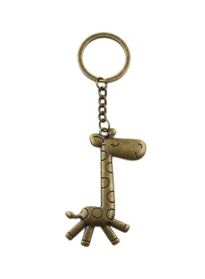 Goolsky New Fashion Keychain 66x36mm Running Giraffe Deer Pendants DIY Men Silver Bronze Color Car Key Chain Ring Holder Souvenir Gift  - Image 2