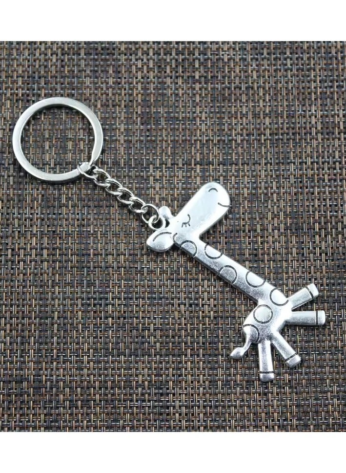 Goolsky New Fashion Keychain 66x36mm Running Giraffe Deer Pendants DIY Men Silver Bronze Color Car Key Chain Ring Holder Souvenir Gift  - Image 3