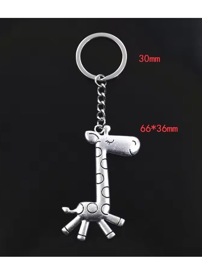 Goolsky New Fashion Keychain 66x36mm Running Giraffe Deer Pendants DIY Men Silver Bronze Color Car Key Chain Ring Holder Souvenir Gift  - Image 5