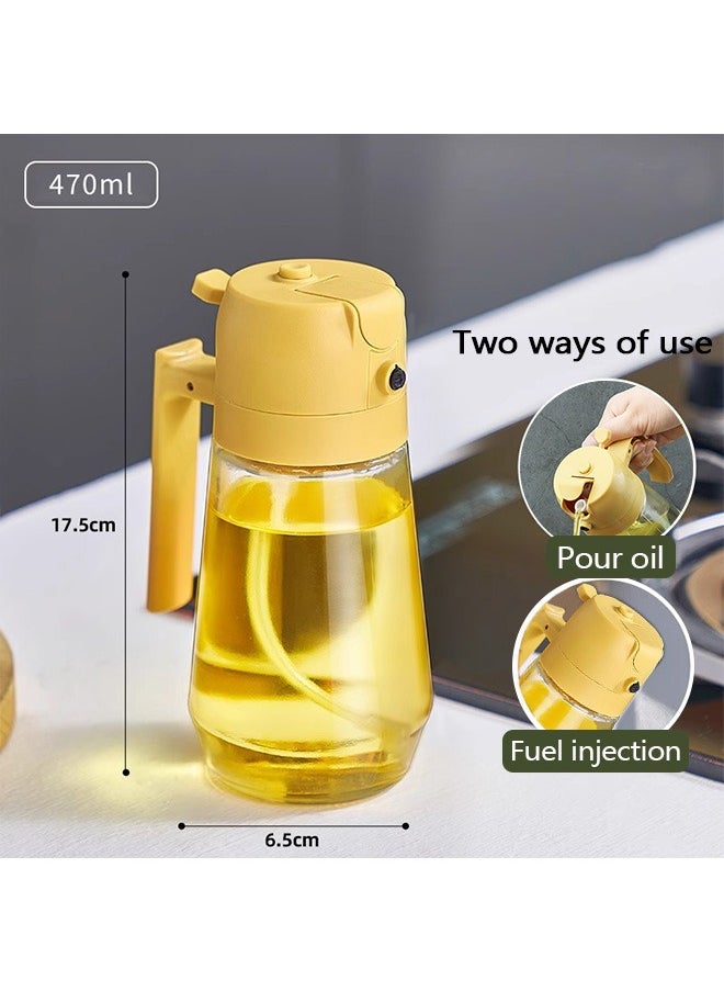 Generic - Oil Spray Bottle for Cooking, Oil Dispenser for Kitchen, 470ml 2 in 1 Glass Oil Bottle For Cooking, Kitchen, BBQ, Air Fryer, Salad, Baking - Image 1