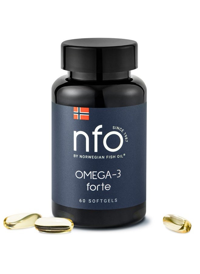 NFO Omega 3 Forte [60 Capsules] Norwegian Fish Oil With High Concentration Of Epa:Dha Formula With Vitamin E Natural Complex For Adults And Kids +3 Years Made In Norway From Freshly Caught Wild Fish  - Image 1