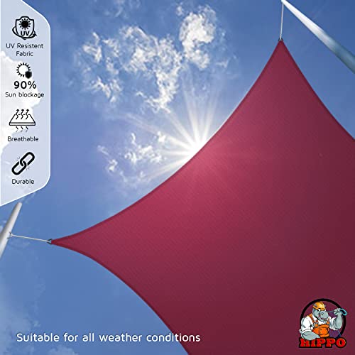 HIPPO Rectangle Shade Sail Affordable & Premium 180 GSM Sun Shade UV Block for Canopy Outdoor Patio Car Parking (Burgundy, 9.5FTX8FT) - Image 2
