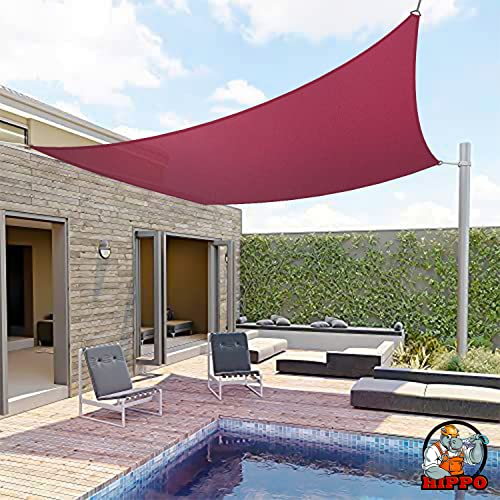HIPPO Rectangle Shade Sail Affordable & Premium 180 GSM Sun Shade UV Block for Canopy Outdoor Patio Car Parking (Burgundy, 9.5FTX8FT) - Image 1