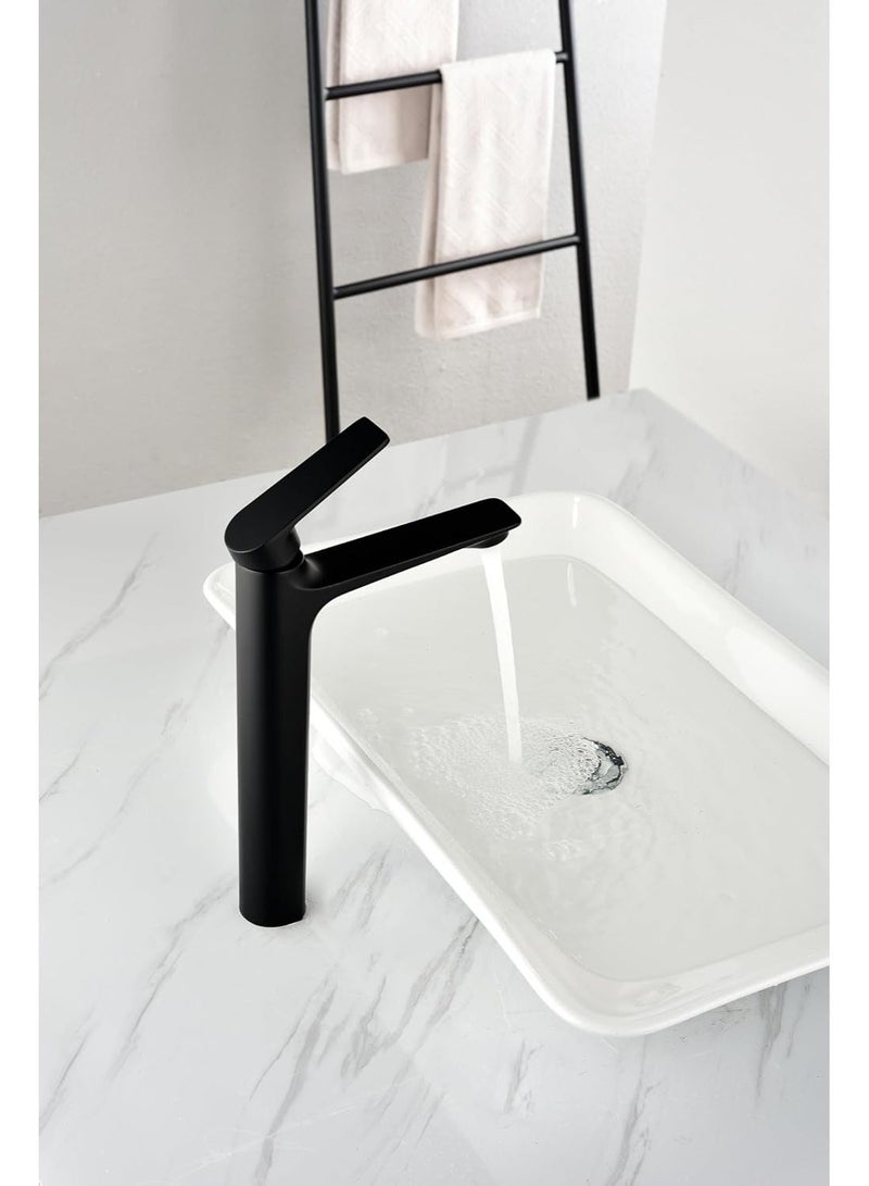 روما خلاط مغسلة طويل ROMA أسود مطفي، صنبور حوض حمام حديث للأحواض المرتفعة - Image 5