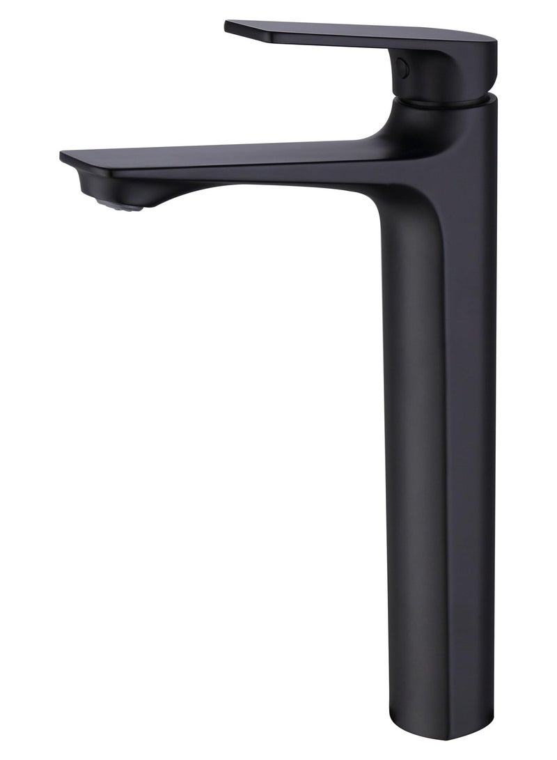 روما خلاط مغسلة طويل ROMA أسود مطفي، صنبور حوض حمام حديث للأحواض المرتفعة - Image 2