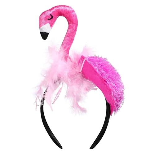 CARMELIT Creative Flamingo Hat Hawaii Pink Flamingo Headband Hair Tropical Accessories Flamingo Party Supplies Cute Flamingo Costume for Women, 27X15X10CM - Image 1