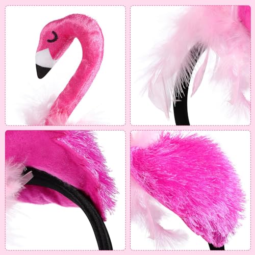 CARMELIT Creative Flamingo Hat Hawaii Pink Flamingo Headband Hair Tropical Accessories Flamingo Party Supplies Cute Flamingo Costume for Women, 27X15X10CM - Image 4