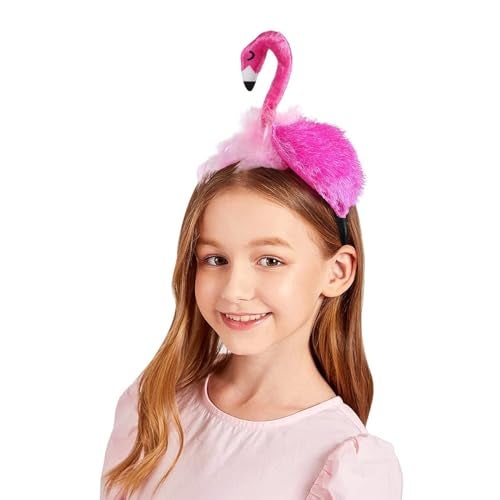 CARMELIT Creative Flamingo Hat Hawaii Pink Flamingo Headband Hair Tropical Accessories Flamingo Party Supplies Cute Flamingo Costume for Women, 27X15X10CM - Image 3