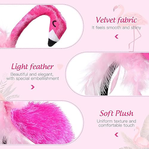 CARMELIT Creative Flamingo Hat Hawaii Pink Flamingo Headband Hair Tropical Accessories Flamingo Party Supplies Cute Flamingo Costume for Women, 27X15X10CM - Image 2