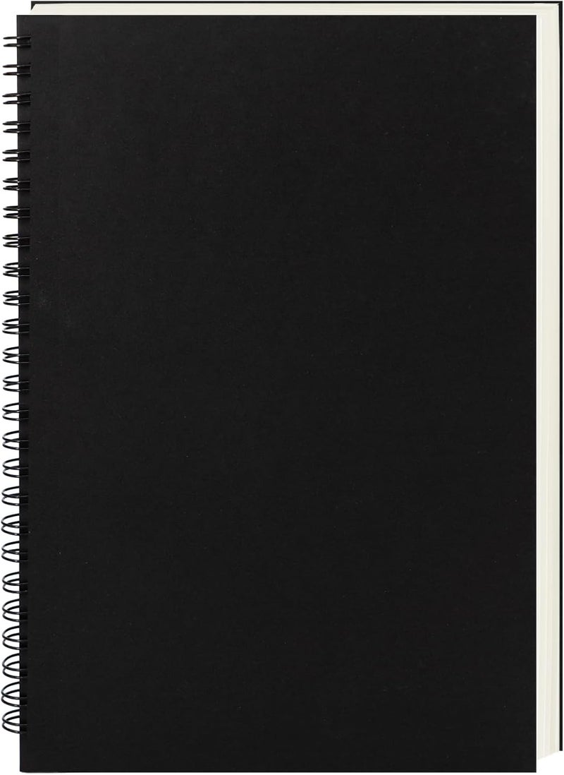 DSTELIN 9 inch x 6 inch 100GSM Blank Spiral Notebook 1Pack Soft Cover Sketch book 160 Pages  80 Sheets Black  - Image 1
