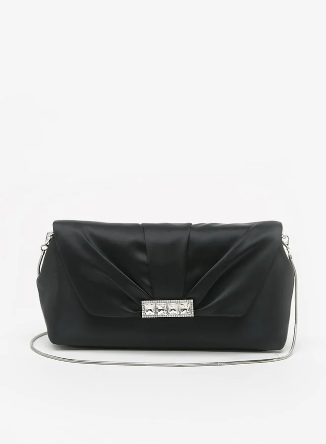 سيليست Women's Embellished Crossbody Bag with Detachable Chain Strap and Magnetic Closure