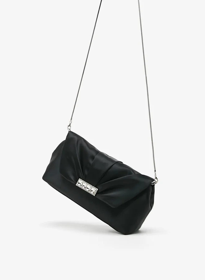 سيليست Women's Embellished Crossbody Bag with Detachable Chain Strap and Magnetic Closure