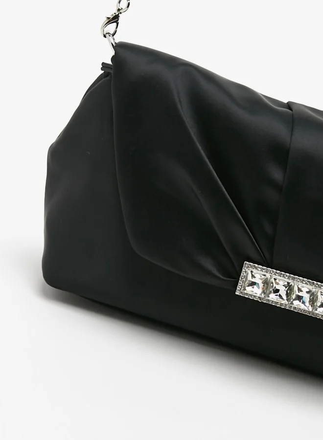 سيليست Women's Embellished Crossbody Bag with Detachable Chain Strap and Magnetic Closure