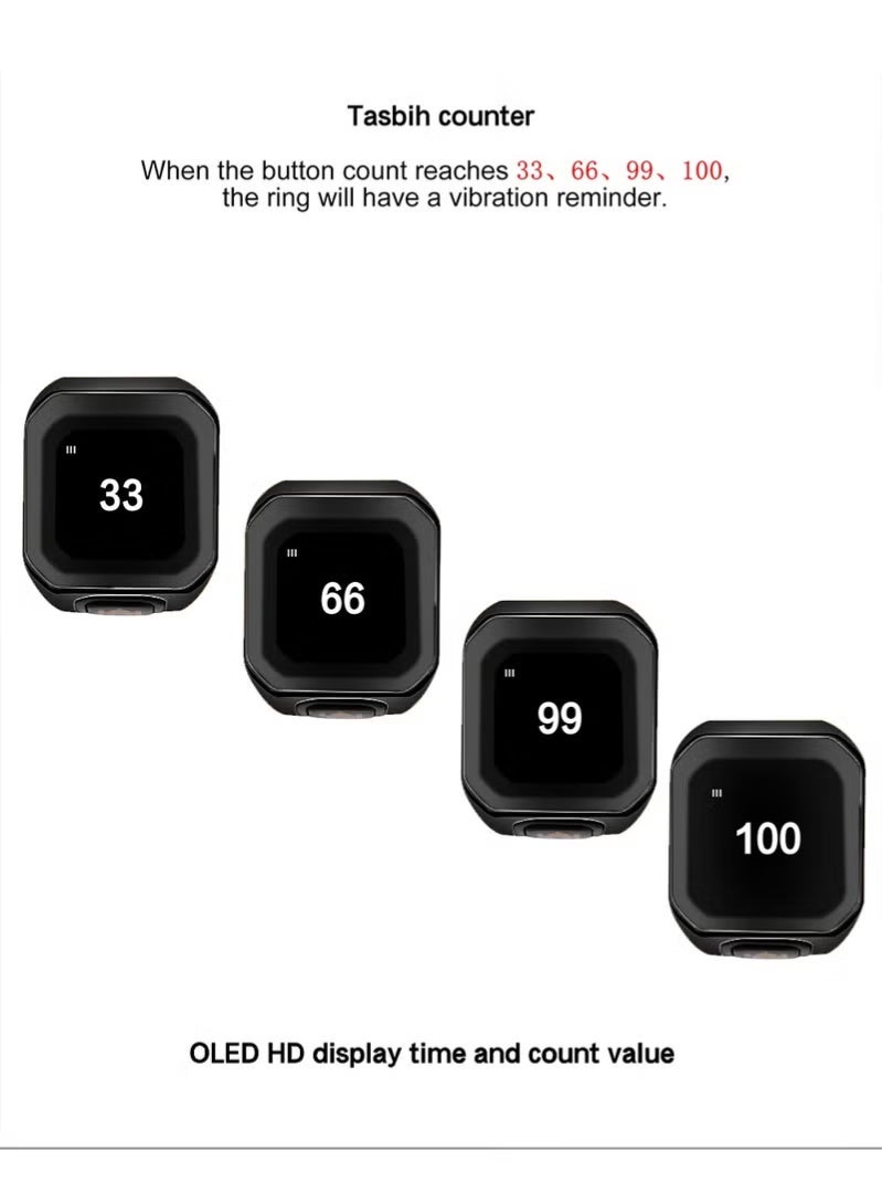 Smart prayer beads ring, black color, size 20mm - Image 2