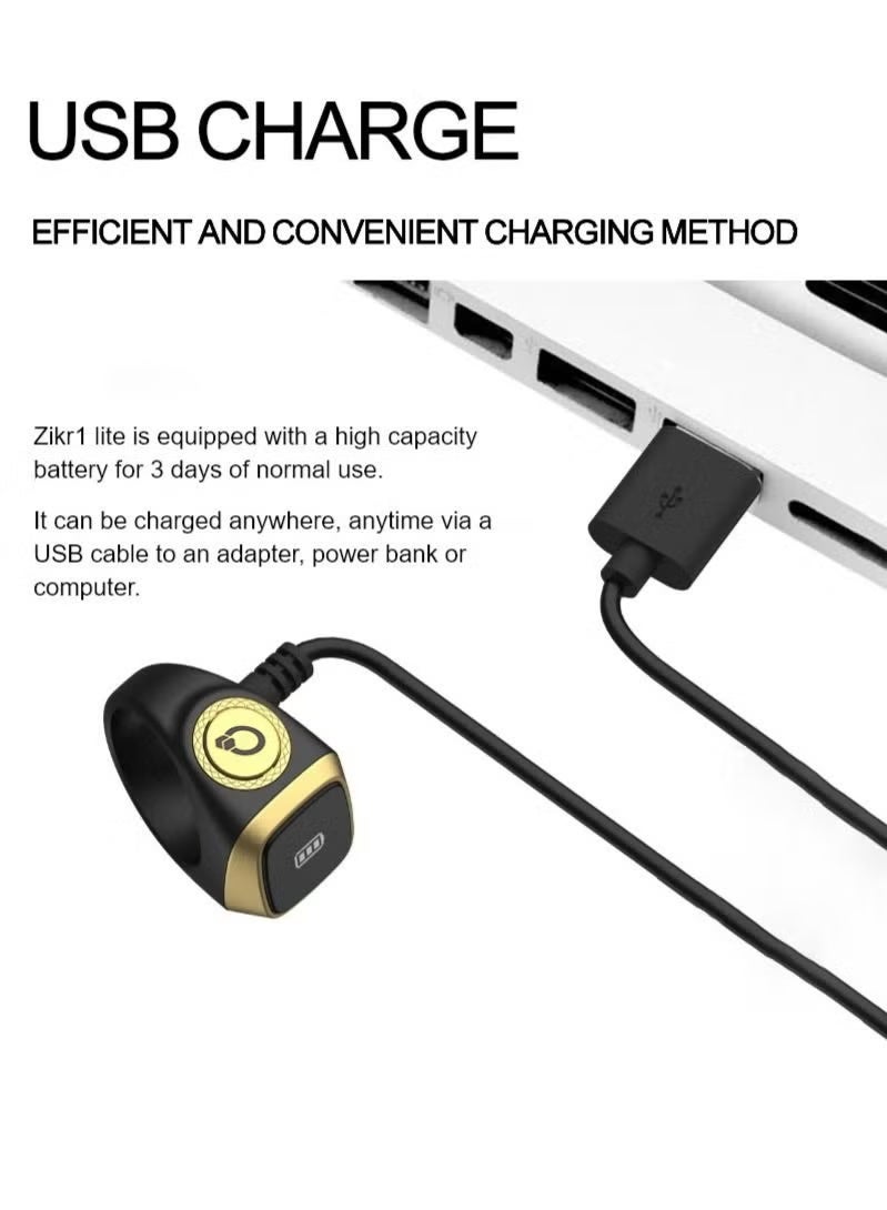 Smart prayer beads ring, black color, size 20mm - Image 4