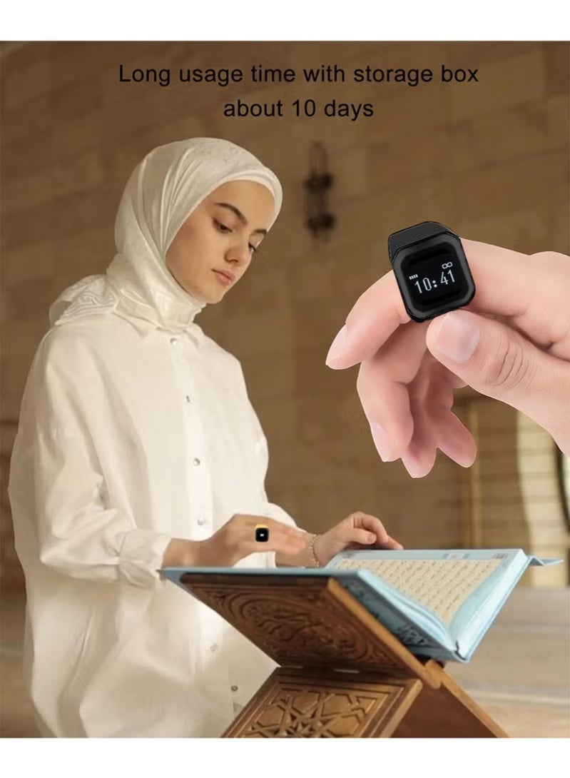 Smart prayer beads ring, black color, size 20mm - Image 3