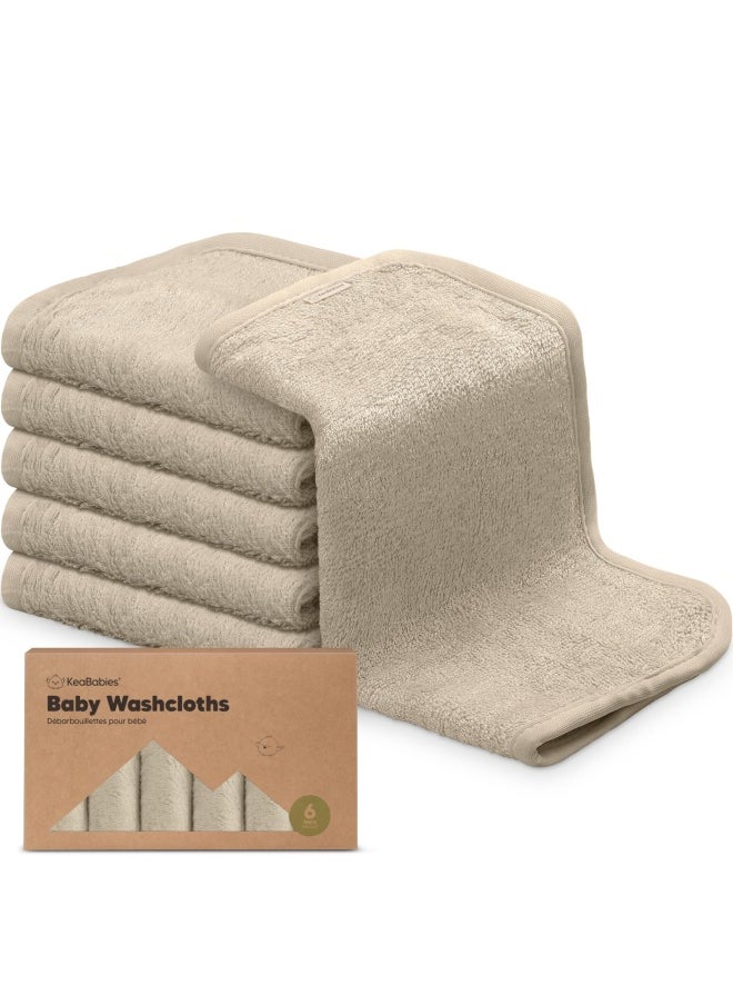 KeaBabies - 6-Pack Organic Baby Washcloths - Soft Viscose Derived From Bamboo Washcloth  Baby Wash Cloths  Baby Wash Cloth For Newborn  Kids  Bath Baby Towels Face Towel Face Cloths For Washing Face Earth Brown - Image 1