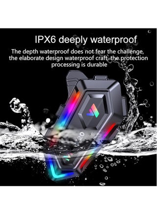 سماعات خوذة دراجة نارية مزودة بـ 16 نوعًا من أضواء RGB المبهرة وعمر بطارية طويل وسماعات رأس للدراجات النارية مع خاصية تقليل الضوضاء المزدوجة/الرد التلقائي/التحكم في الموسيقى أثناء المكالمات/تنشيط Siri/IPX6 - view 5