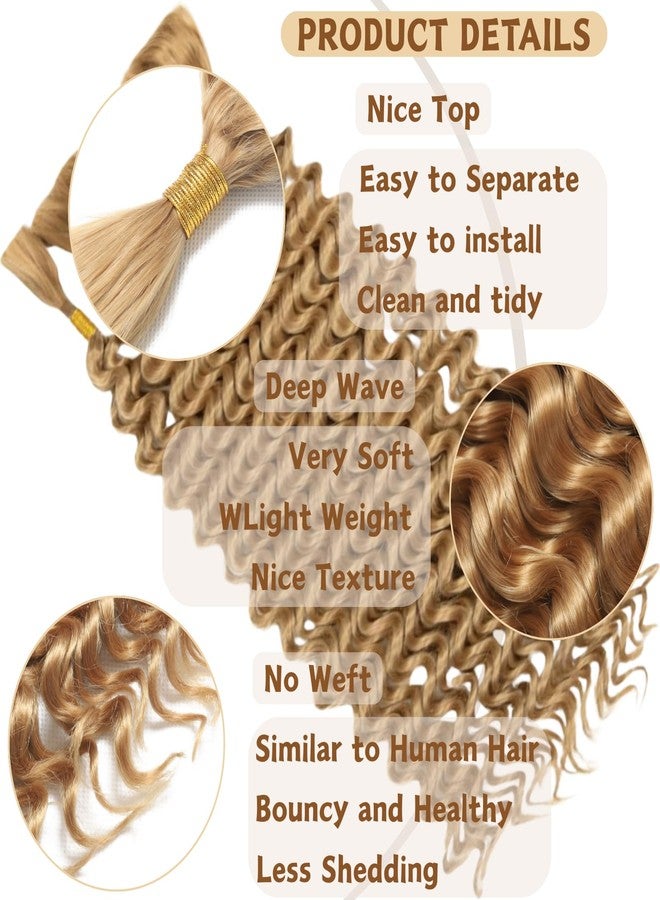 FCHLHFC Braiding Hair 200g 22 Inch Deep Water Wave Bulk Hair for Braiding No Weft Bundle Curly Braiding Hair Extensions for Boho Braids Wet and Wavy（6 Bundles/Pack 27#） - Image 3