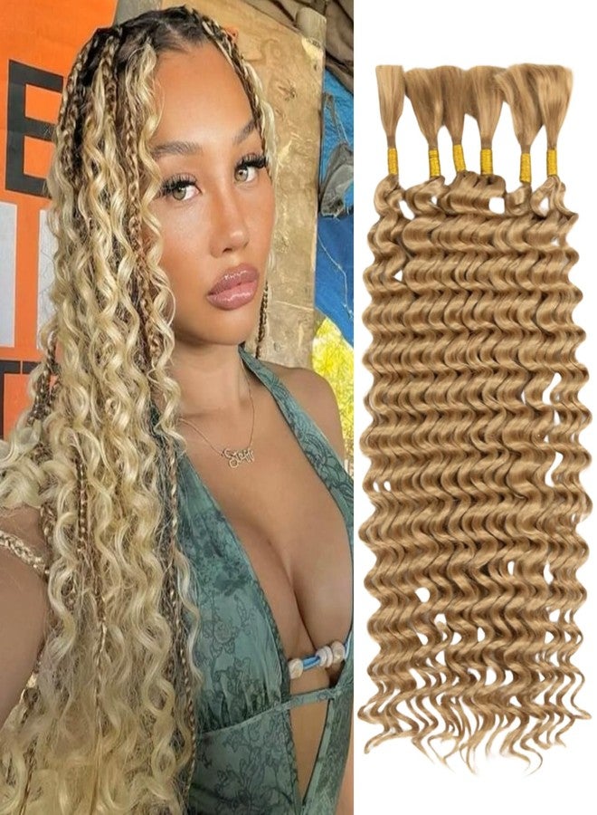 FCHLHFC Braiding Hair 200g 22 Inch Deep Water Wave Bulk Hair for Braiding No Weft Bundle Curly Braiding Hair Extensions for Boho Braids Wet and Wavy（6 Bundles/Pack 27#） - Image 1