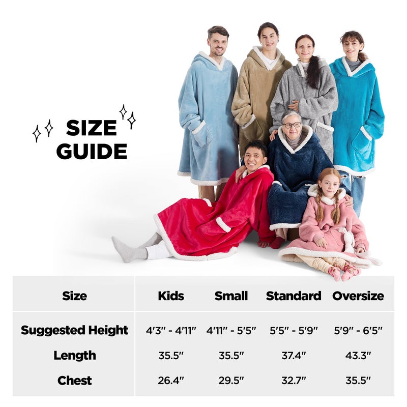 Bedsure Wearable Blanket Hoodie with Sleeves - Sherpa Hooded Blanket Adult as Pink Gifts for Girlfriend Women Mom  Winter Sweatshirt Blanket with Giant Pocket Warm (Small  Mellow Rose) - Image 5