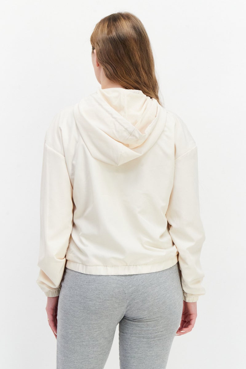 Bearpaw Women Solid Long Sleeve Windbreaker Jacket, Cream - Image 3