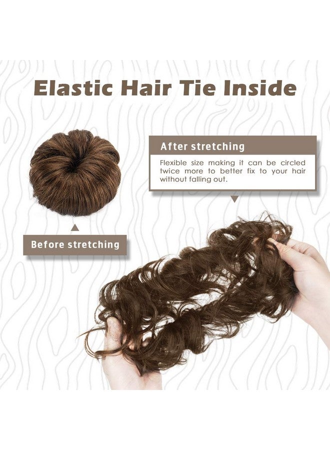 BARSDAR Human Hair Bun - Chestnut Brown Human Hair Bun Extensions For Women - Real Human Hair Bun Hairpieces Girls Natural Human Hair Bun Scrunchie Updo Chignon Daily- Medium Chestnut Brown - Image 2