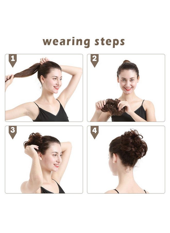BARSDAR Human Hair Bun - Chestnut Brown Human Hair Bun Extensions For Women - Real Human Hair Bun Hairpieces Girls Natural Human Hair Bun Scrunchie Updo Chignon Daily- Medium Chestnut Brown - Image 4