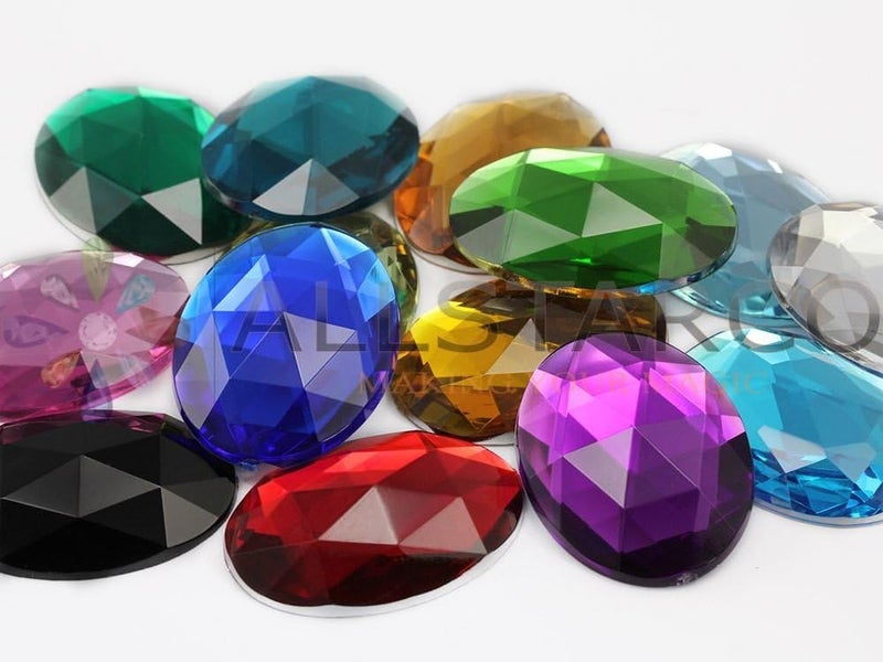 Allstarco 40x30mm Large Flat Back Oval Acrylic Rhinestones Cosplay Costume Gems Plastic Jewels Embelishments DIY Crafts Gemstones - 4 Pieces (Blue Aqua H122) - Image 5