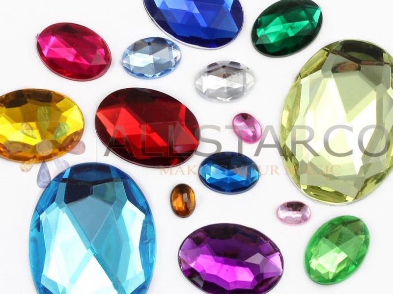 Allstarco 40x30mm Large Flat Back Oval Acrylic Rhinestones Cosplay Costume Gems Plastic Jewels Embelishments DIY Crafts Gemstones - 4 Pieces (Blue Aqua H122) - Image 2