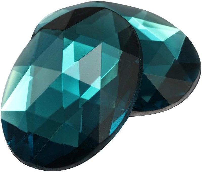 Allstarco 40x30mm Large Flat Back Oval Acrylic Rhinestones Cosplay Costume Gems Plastic Jewels Embelishments DIY Crafts Gemstones - 4 Pieces (Blue Aqua H122) - Image 1