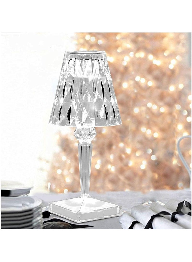 Organized Home Diamond Crystal Table Lamp with USB Charging Port - Touch Night Light for Bedroom Living Room Study Room Office - Image 1