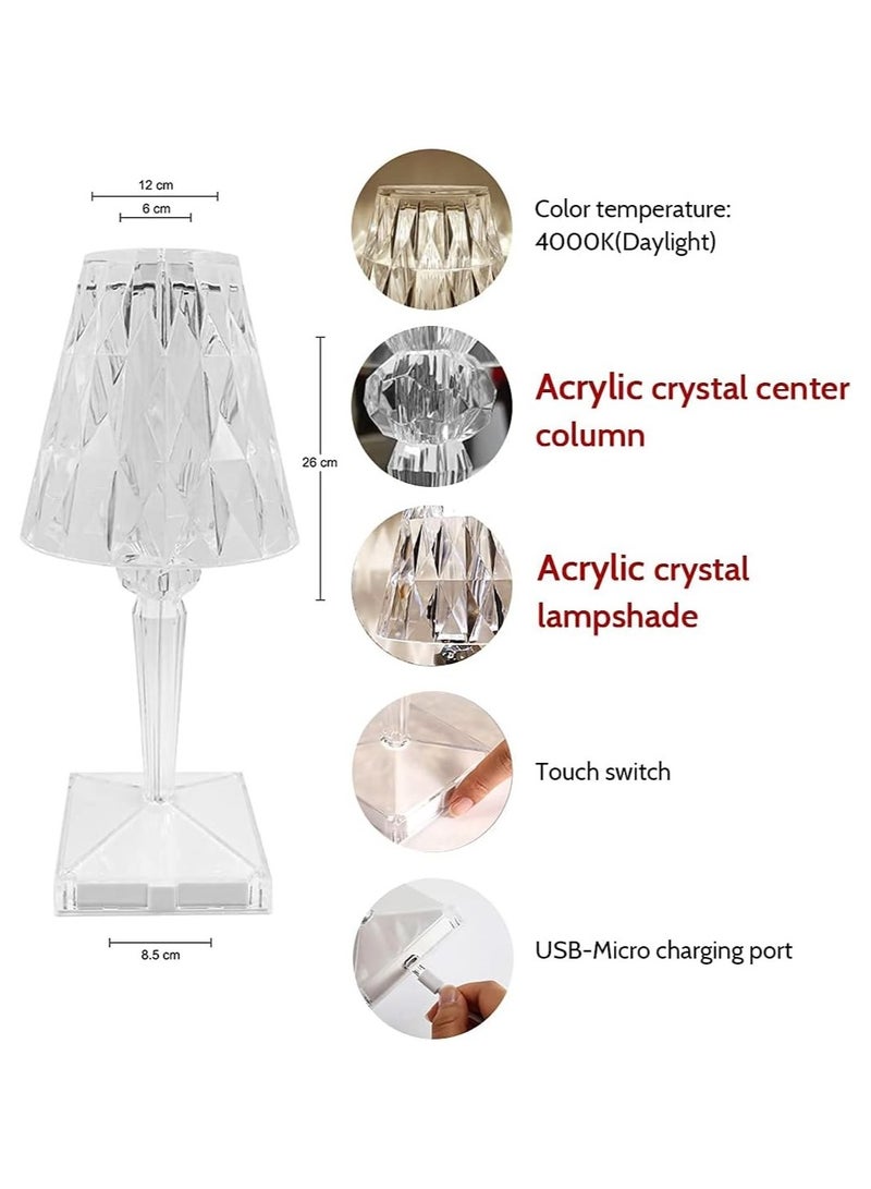 Organized Home Diamond Crystal Table Lamp with USB Charging Port - Touch Night Light for Bedroom Living Room Study Room Office - Image 2