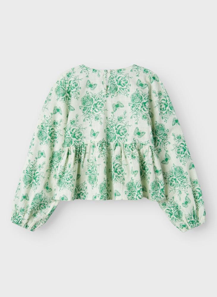 نيم ات بلوزة أطفال بطبعة زهور - Image 2