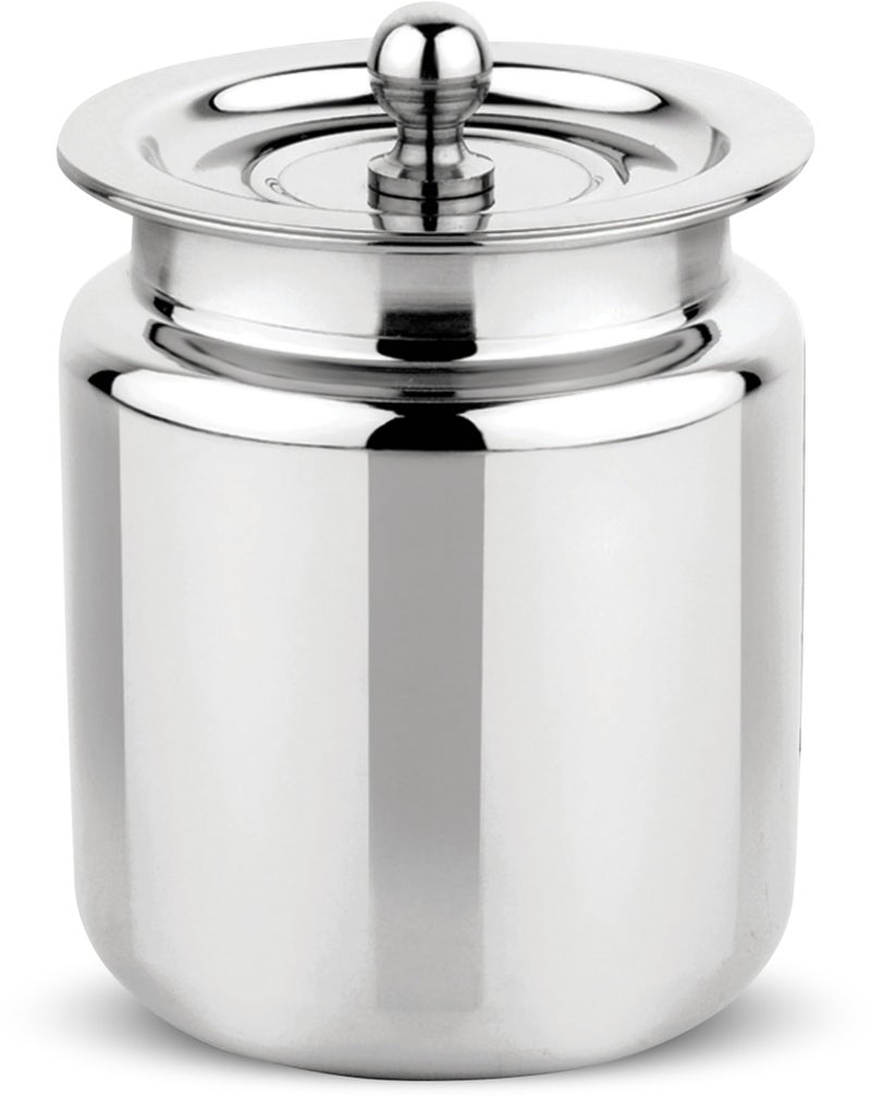 Prabha Stainless Steel Stello Ghee Pot 190ml | Platinum Finish Ghee Jar & Containers | Oil jar, Oil Pot Dispenser | Serving Ghee Container With Lid | Home & Kitchen Storage -Silver - Image 1