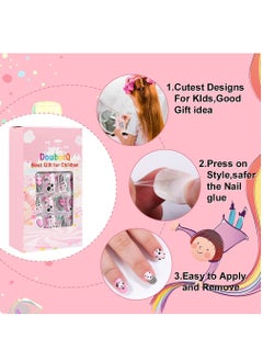DOUBORQ 120-Piece Cute False Nails Multicolour,Kids Press on Nails Children, 120 Pieces Fake Artificial Tips Girls Full Cover Short False Fingernails for Decoration  - Image 3