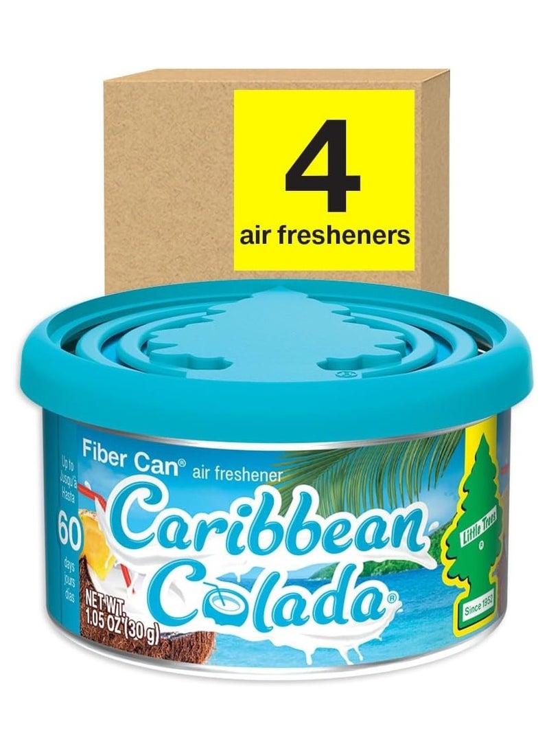 Little Trees LITTLE TREES Car Air Freshener. Fiber Can Provides a Long-Lasting Scent for Auto or Home. Adjustable Lid for Desired Strength. Caribbean Colada, 4 Air Fresheners  - Image 1