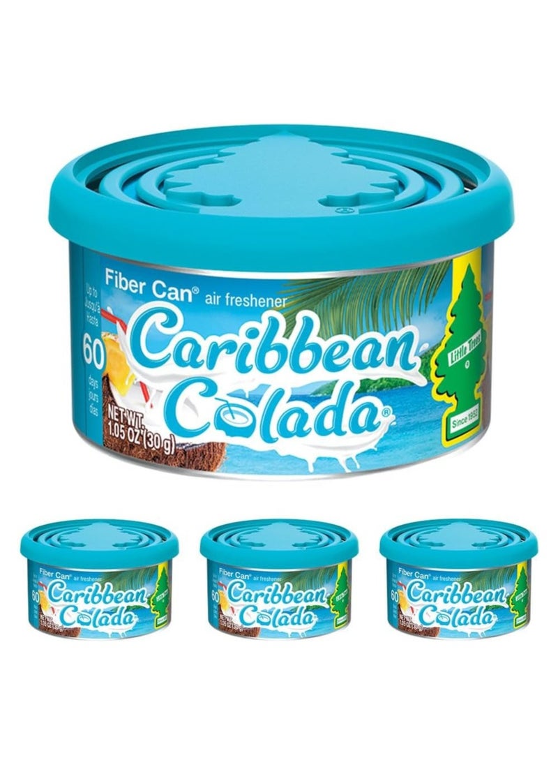 Little Trees LITTLE TREES Car Air Freshener. Fiber Can Provides a Long-Lasting Scent for Auto or Home. Adjustable Lid for Desired Strength. Caribbean Colada, 4 Air Fresheners  - Image 2