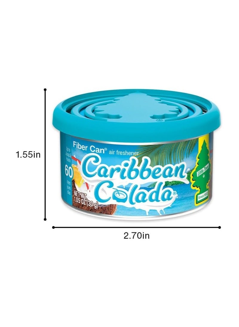 Little Trees LITTLE TREES Car Air Freshener. Fiber Can Provides a Long-Lasting Scent for Auto or Home. Adjustable Lid for Desired Strength. Caribbean Colada, 4 Air Fresheners  - Image 4