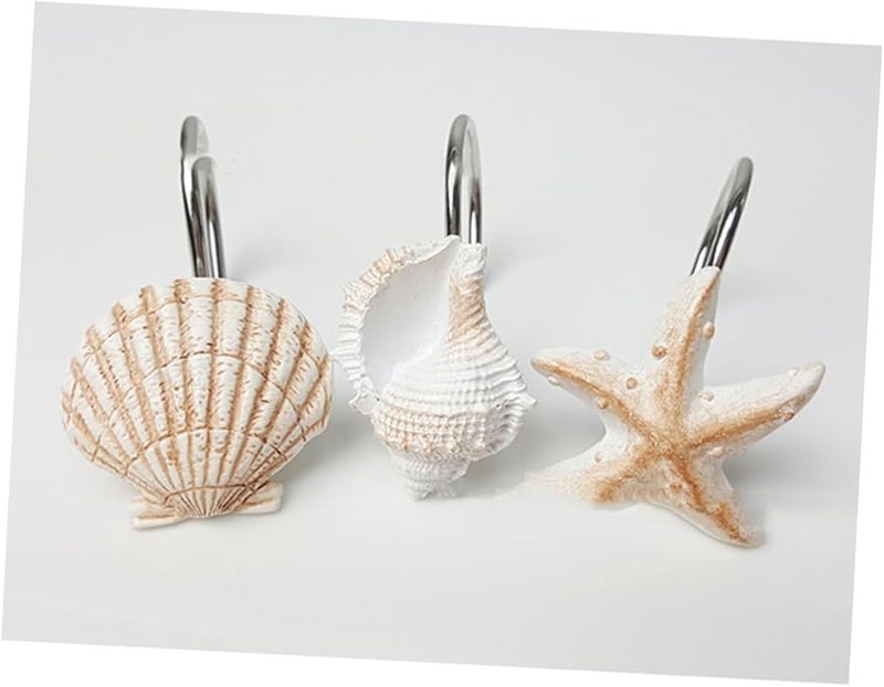 Assorted Color Medium Shower Curtain Hooks Set Ocean Theme Waterproof Bathroom Decor - Image 4
