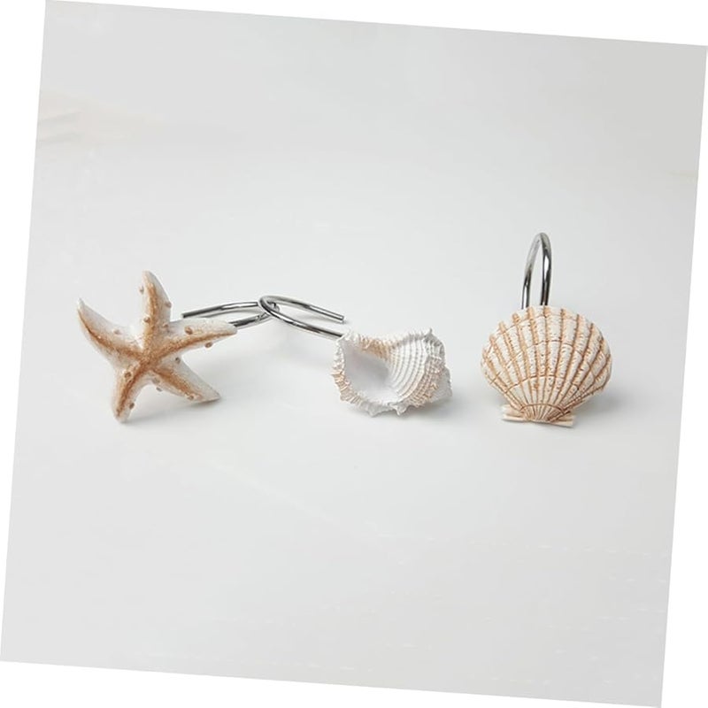 Assorted Color Medium Shower Curtain Hooks Set Ocean Theme Waterproof Bathroom Decor - Image 5