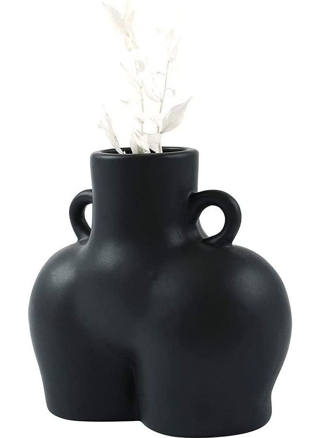 NIBEMINENT Human Body Shaped Decorative Flower Pot with Side Ring Handle Black One Size  - Image 4