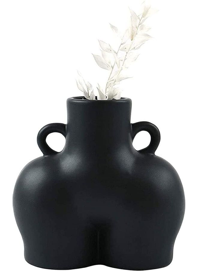 NIBEMINENT Human Body Shaped Decorative Flower Pot with Side Ring Handle Black One Size  - Image 5