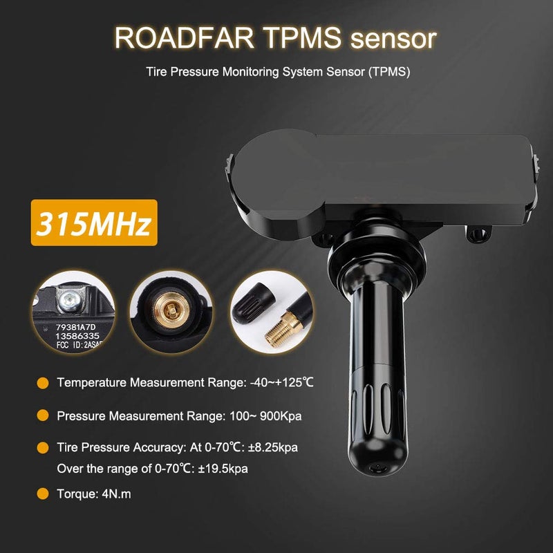 ROADFAR TPMS Sensor, 315MHz Tire Presure Sensor Fits for Buick for Chevrolet for GMC for Pontiac & More Replaces 13598771 13598772 13586335 Sets of 4 - Image 4