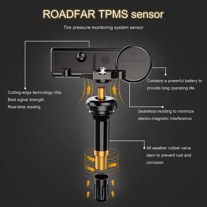 ROADFAR TPMS Sensor, 315MHz Tire Presure Sensor Fits for Buick for Chevrolet for GMC for Pontiac & More Replaces 13598771 13598772 13586335 Sets of 4 - Image 3